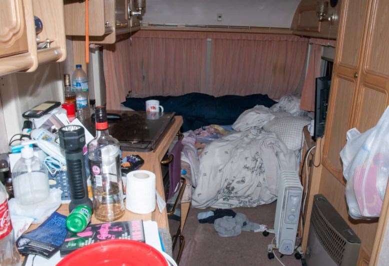 Inside the caravan where Alfie Phillips was murdered by his mum, Sian Hedges, and her boyfriend, Jack Benham. Pic: CPS