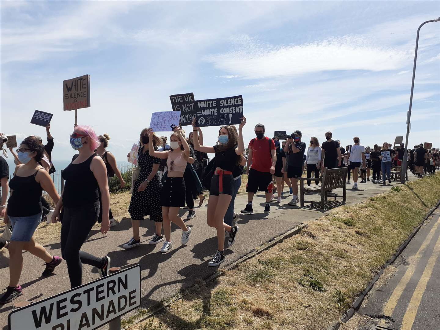 Protesters marching in Broadstairs recently