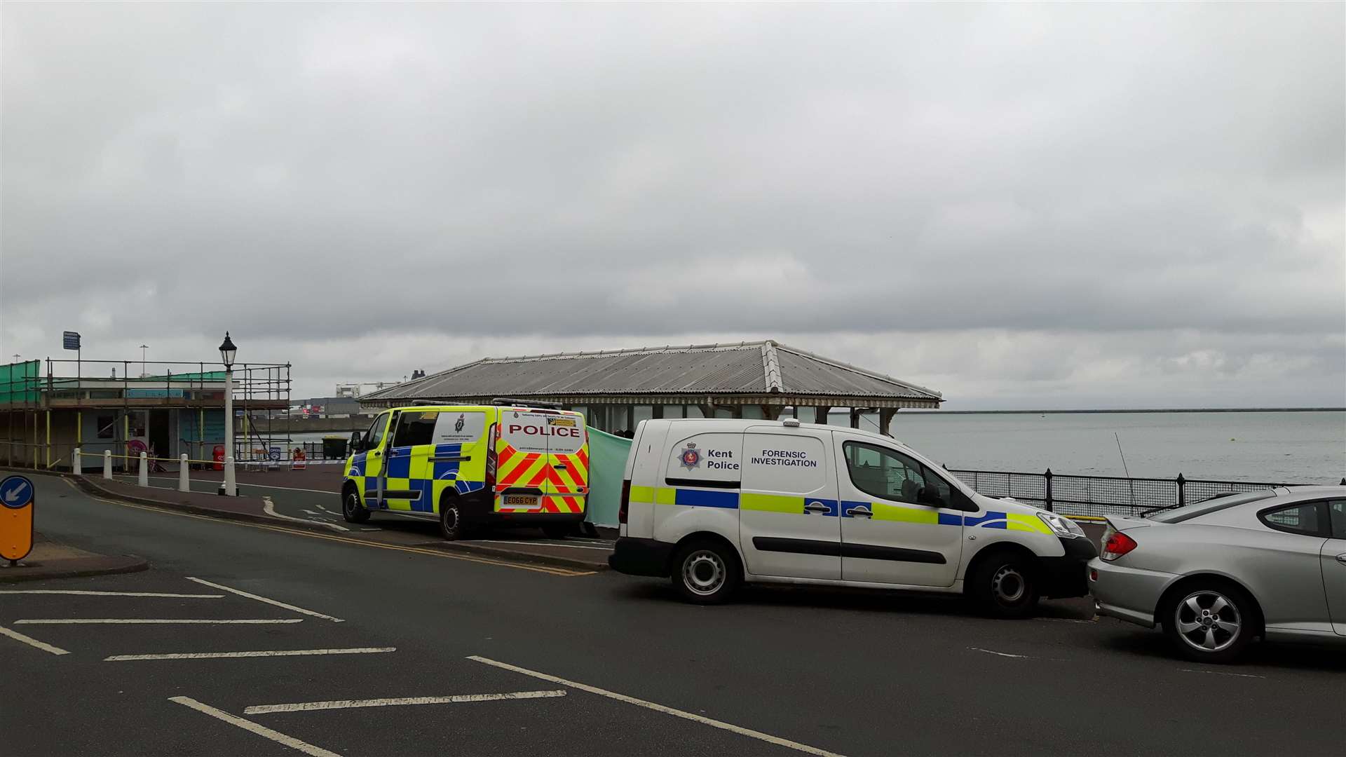 Police at the scene after reports a body was found in Dover