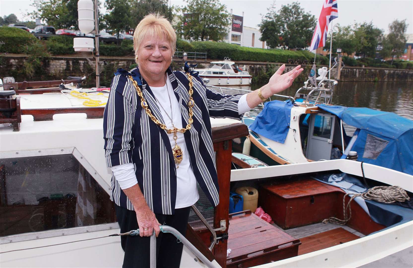 Marion Ring, as Mayor, visiting the Maidstone River Festival
