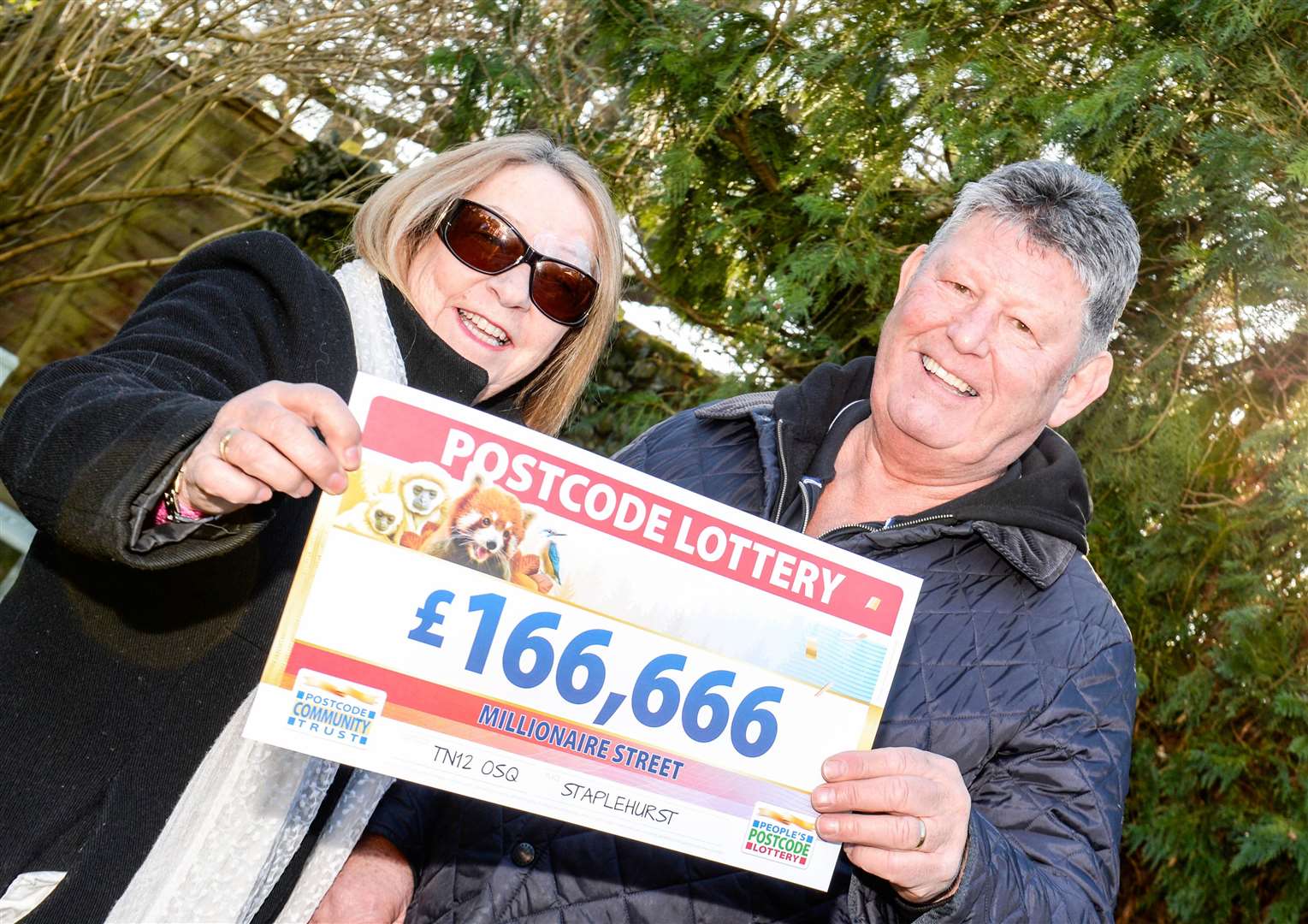 Steven Newman and his wife Pauline with their win. Picture: People's Postcode Lottery