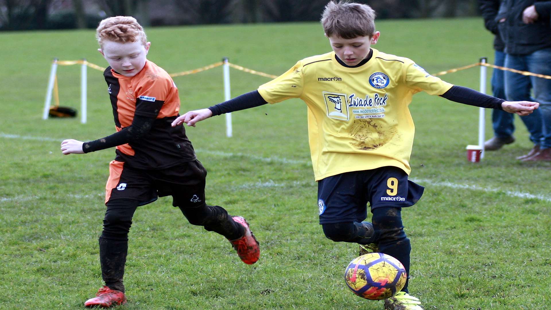 Iwade Herons Rovers under-8s, right, and Pegasus 81 Colts battle it out Picture: Phil Lee
