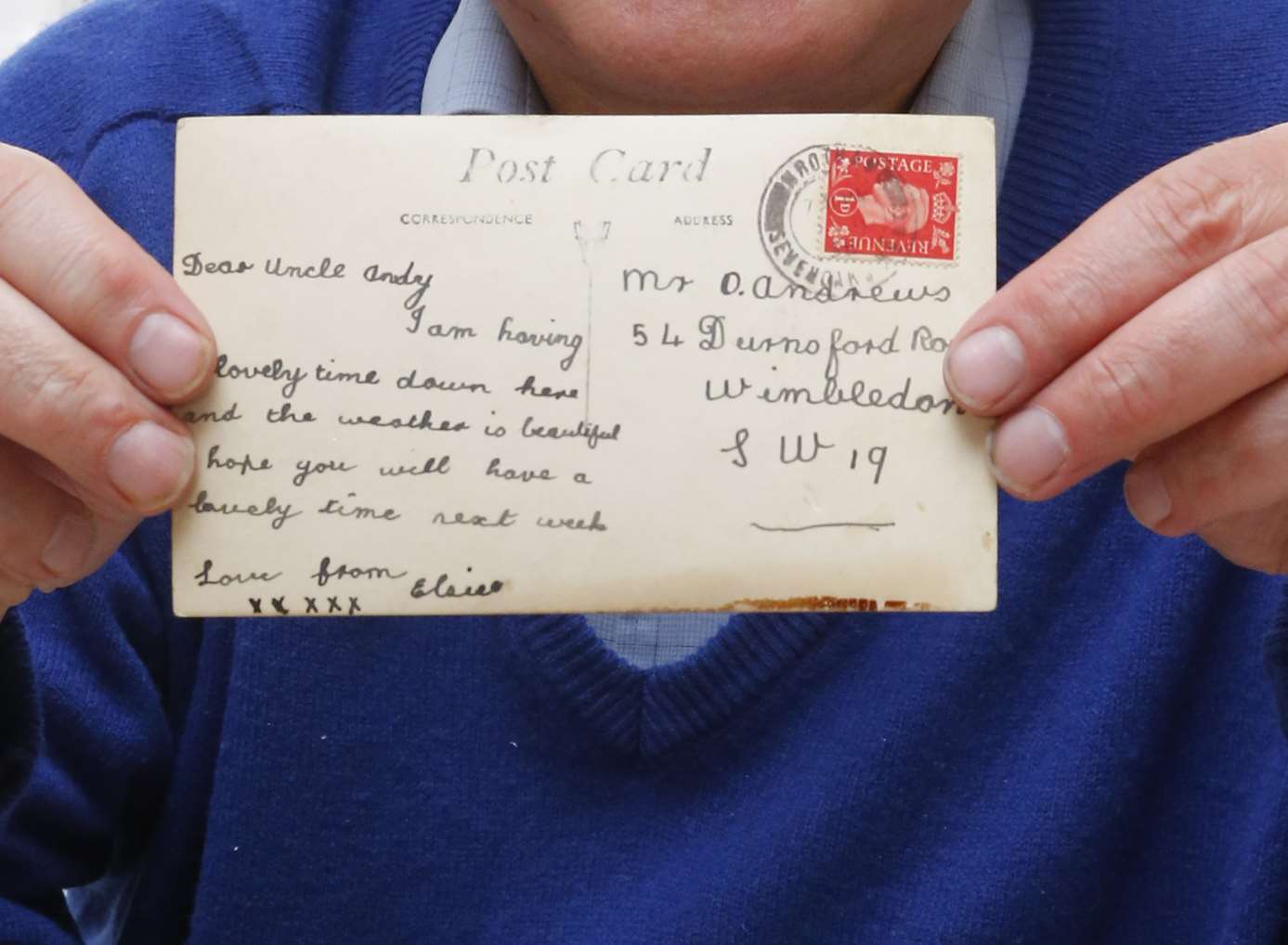 The postcard, sent by Mr Mann's late mother Elsie in 1938. Picture: Andy Jones