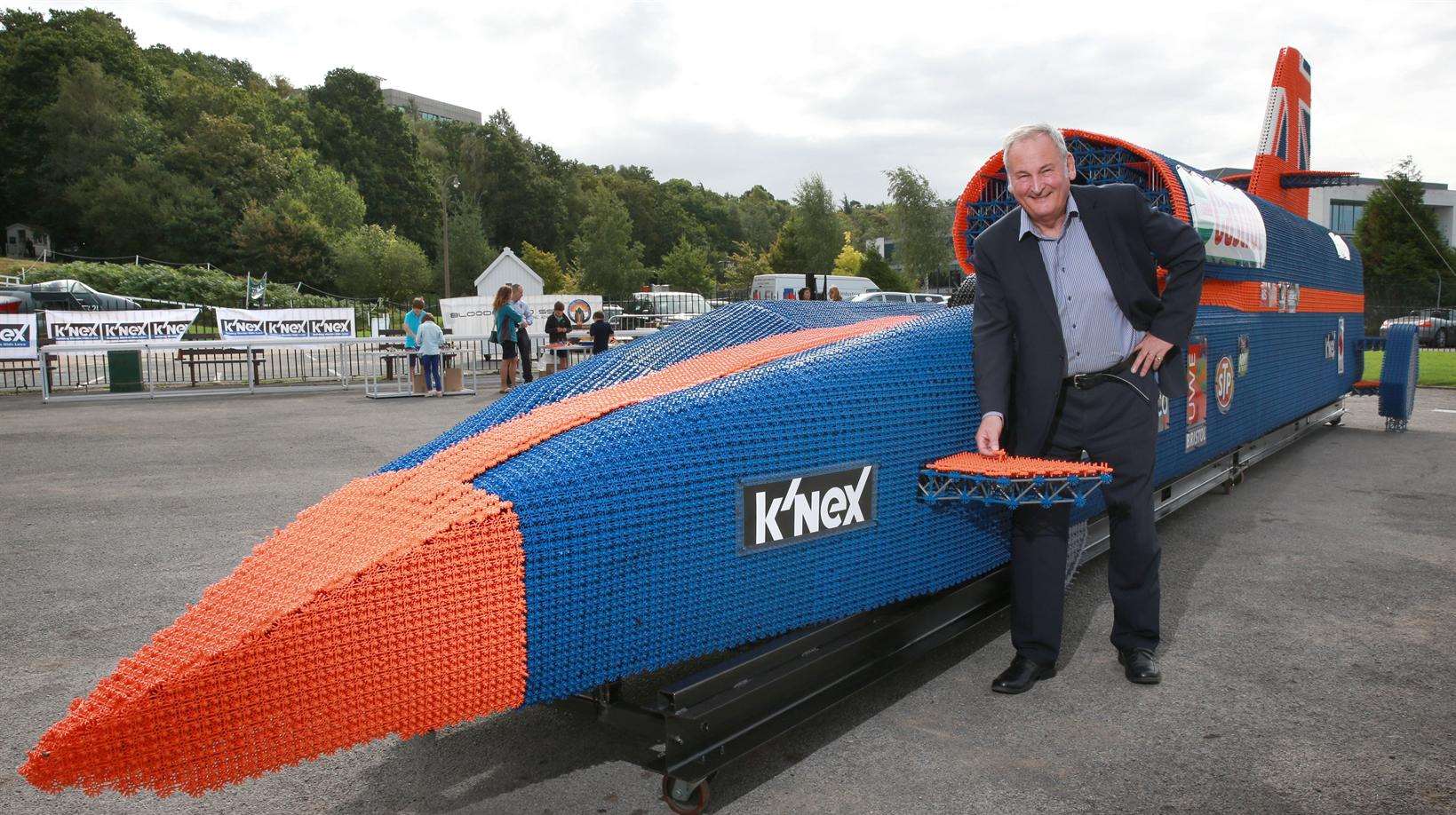 Bloodhound Project Director and current land speed record holder, Richard Noble, officially unveils a life-sized replica of the 42 foot-long Bloodhound supersonic car