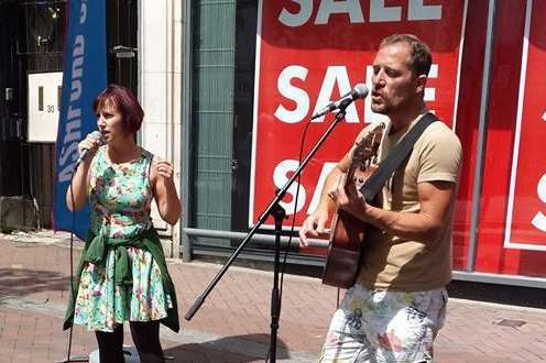Buskers perform in Ashford town centre. Picture: Karen Trimmings