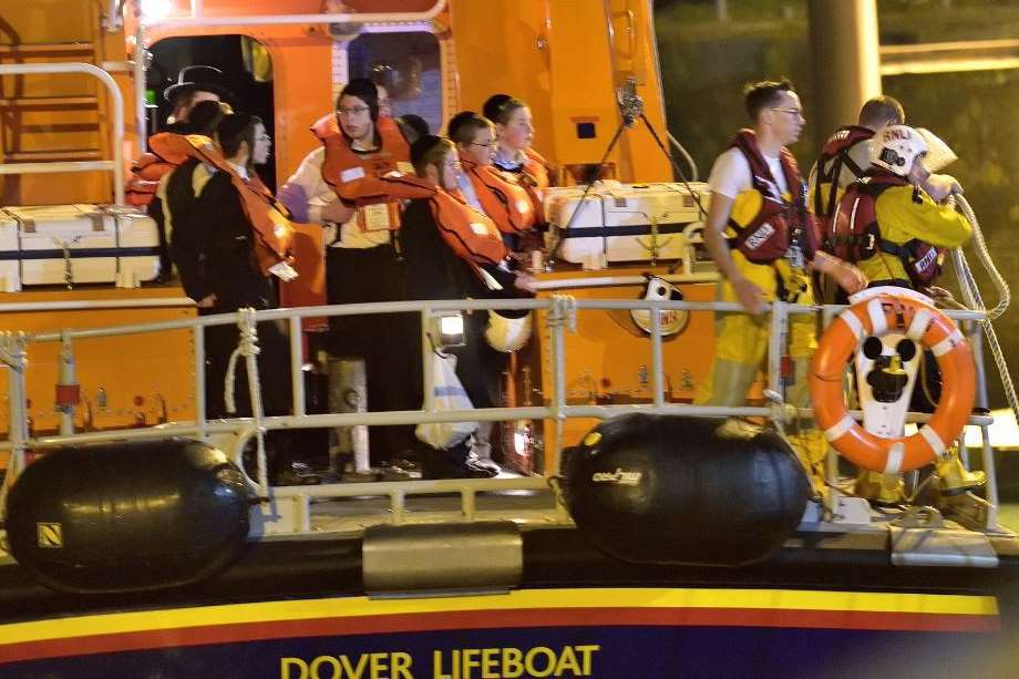 The rescue involving Dover RNLI of 36 people from Langdon Bay.