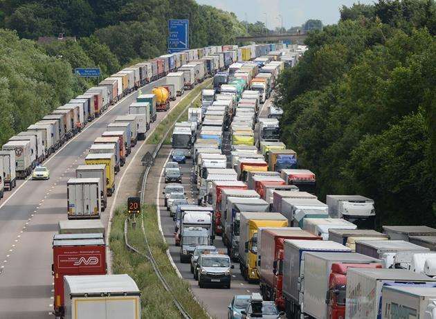 The lorries queueing during Operation Stack