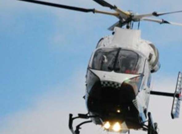 The air ambulance was called to the scene to take the biker to hospital