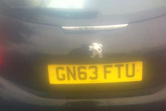 The number plate that was posted on Twitter. Picture @TomRichards1989