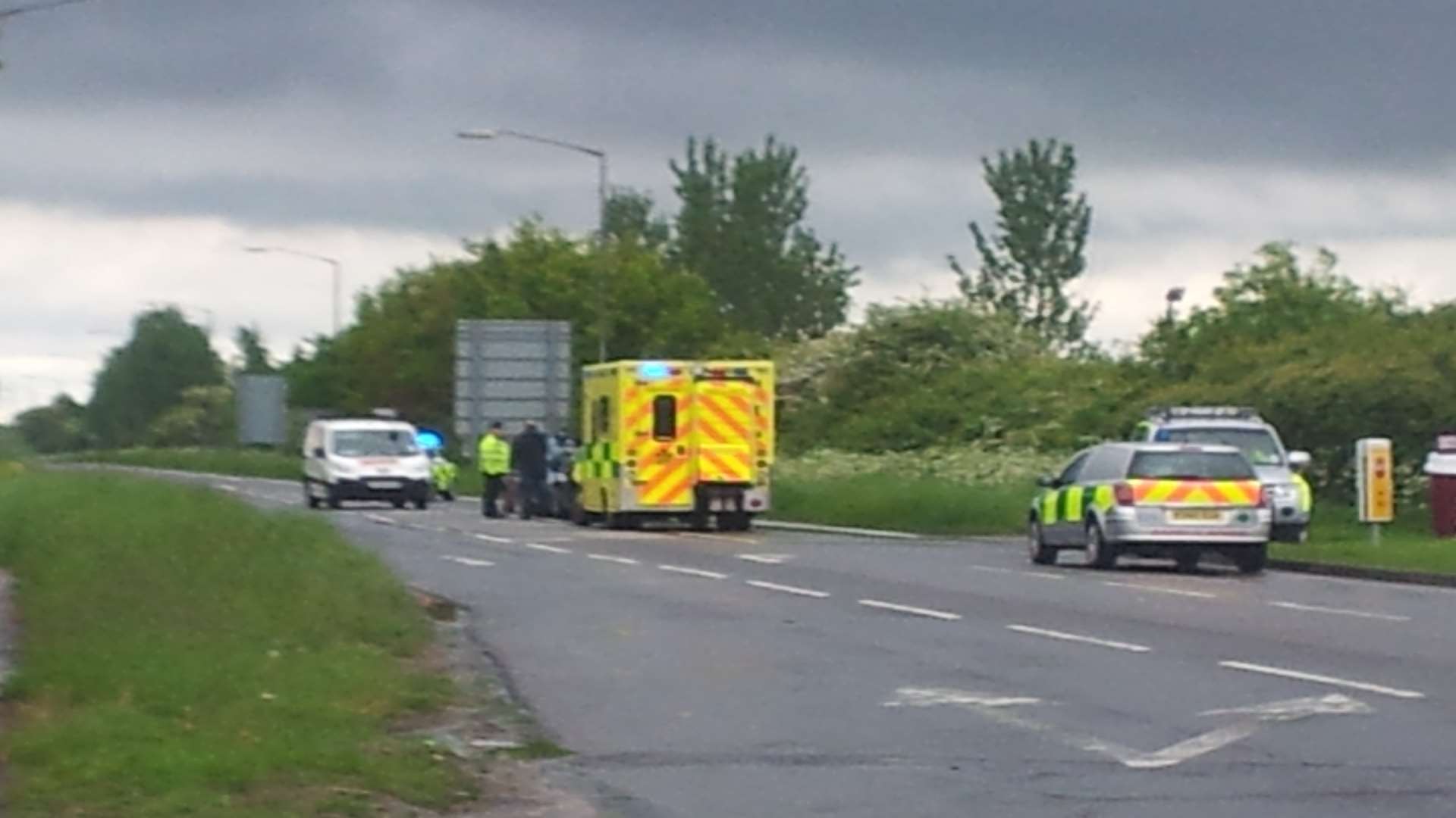 Emergency crews at the scene on the Old Thanet Way