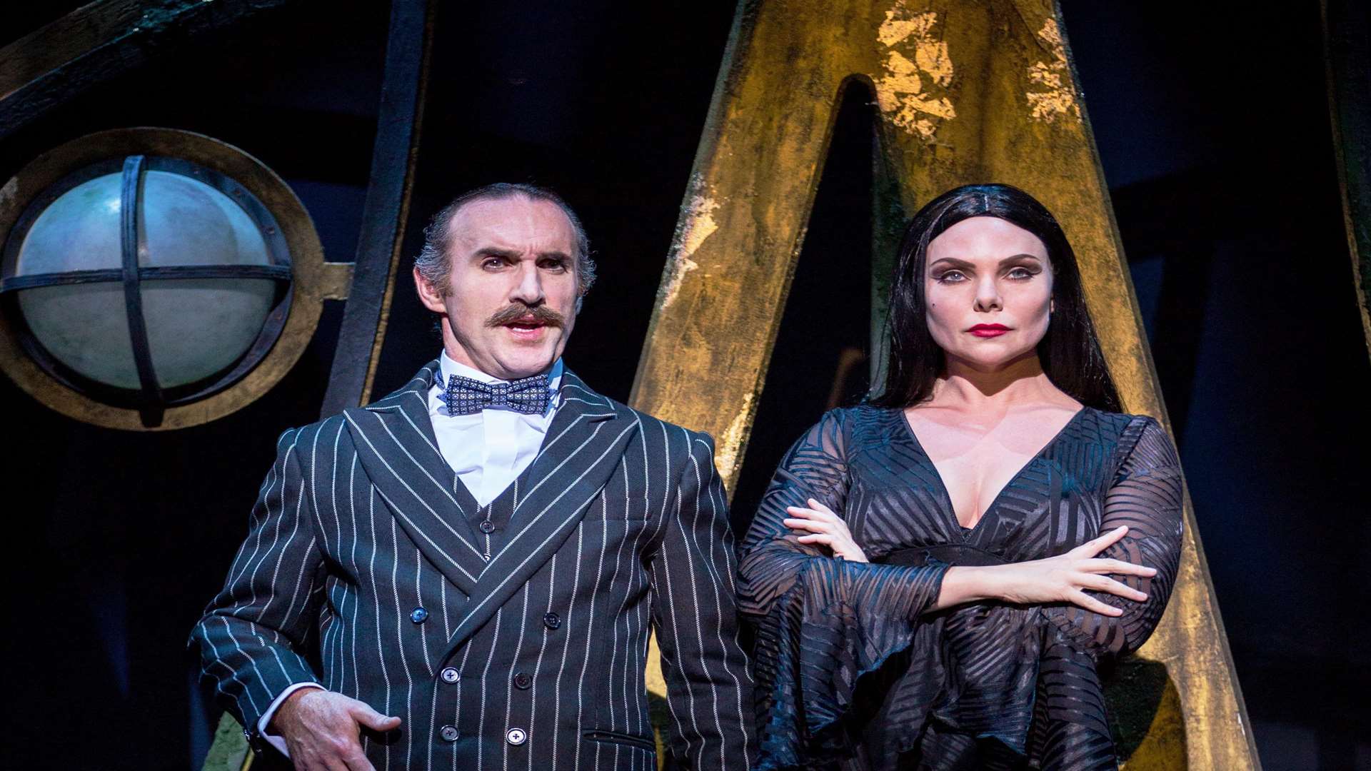 Cameron Blakeley as Gomez and Samantha Womack as Morticia in The Addams Family