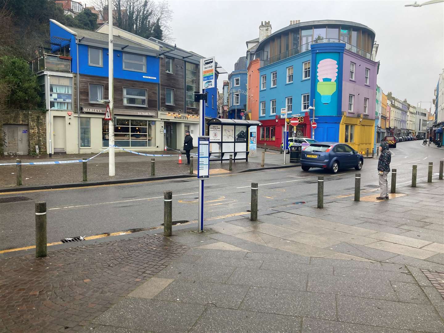 A cordon was in place in Harbour Street yesterday