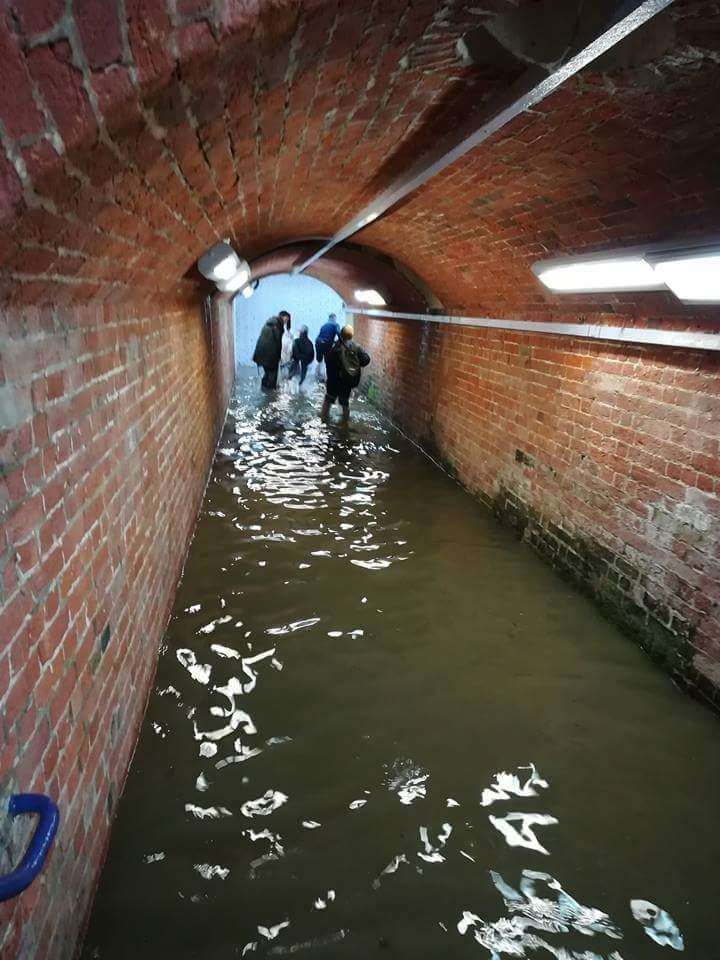 The underpass at Herne Bay station was flooded. Pic: Stuart Blagden (2252257)