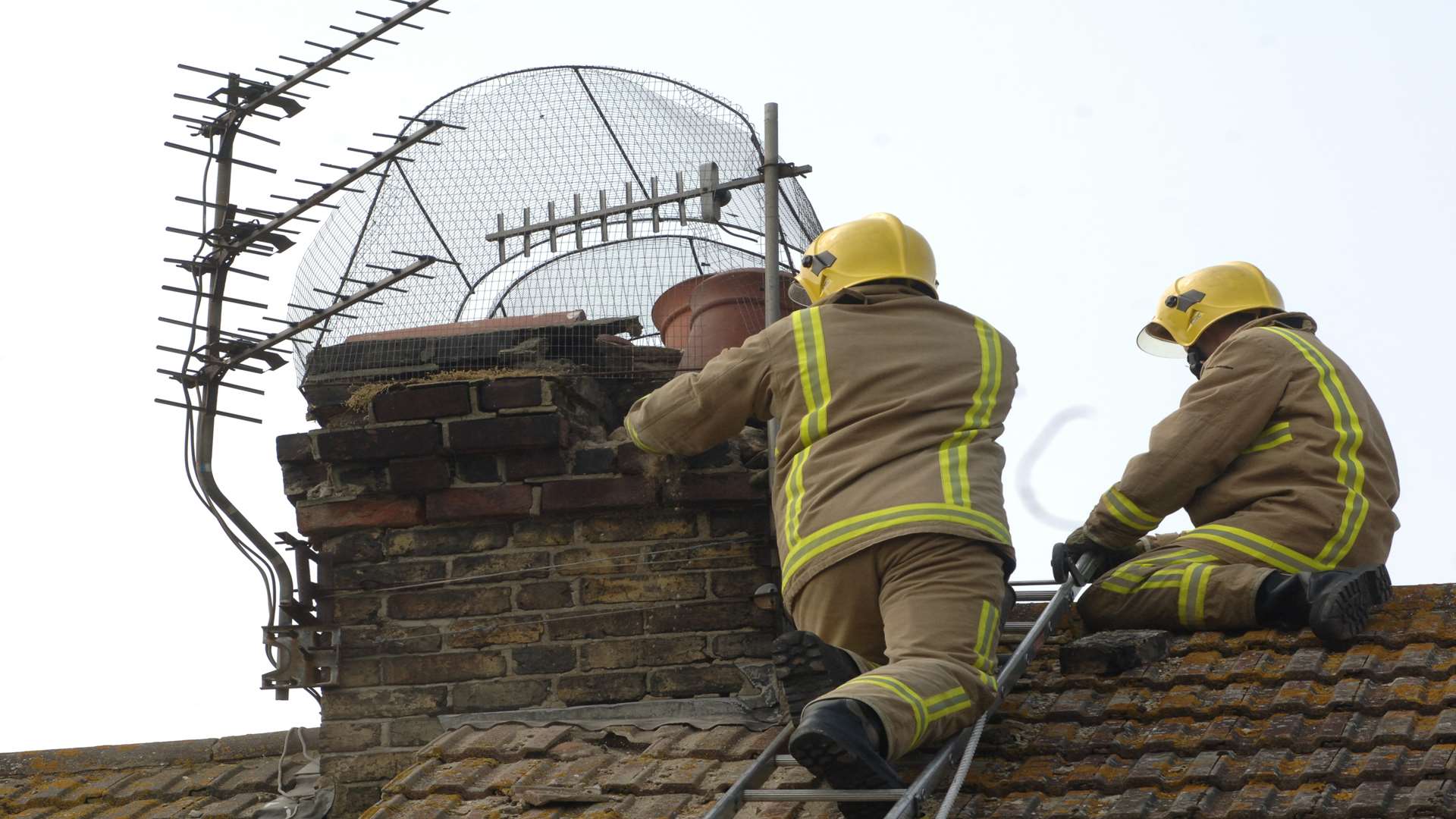 The firefighters spent weeks sorting chinmeys out afterwards. Picture: Paul Dennis