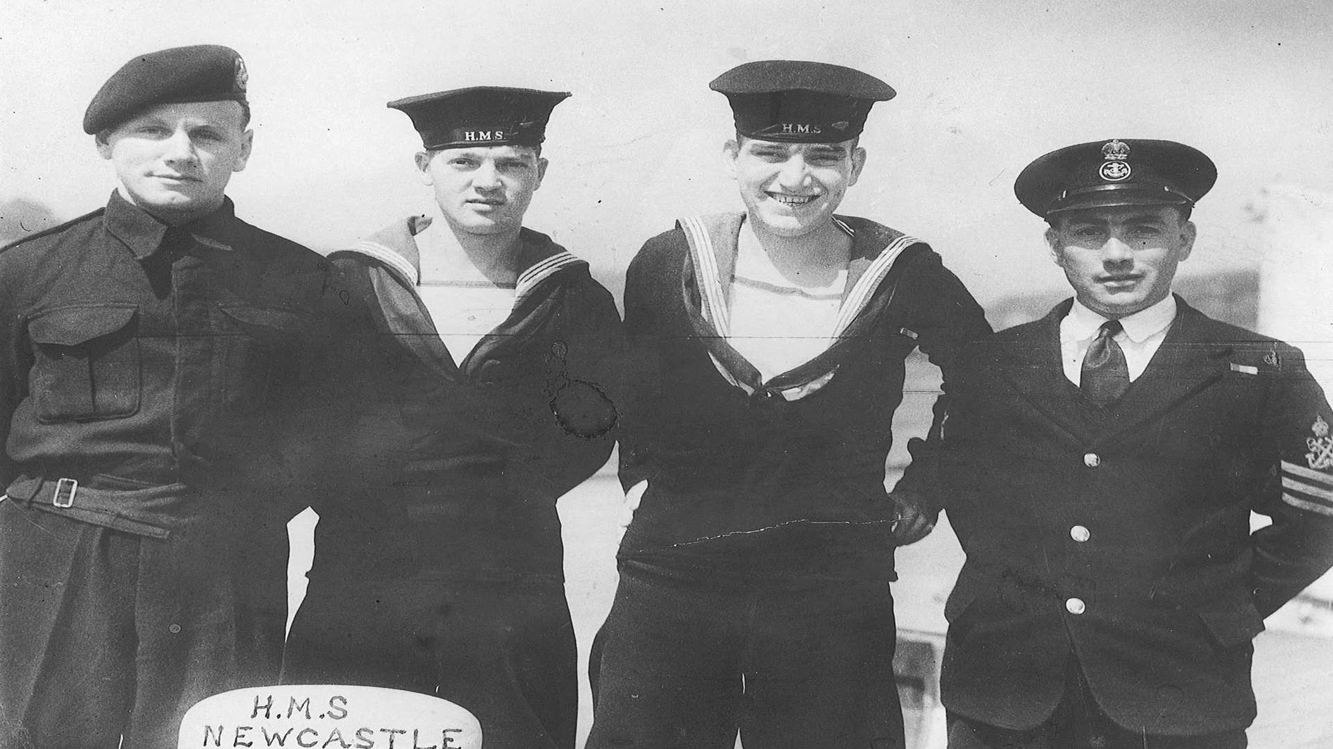 Arthur Woodyet (far left) served on the Russian Arctic convoys on HMS Newcastle during the Second World War and was awarded by the Ushakov Medal at the Russian Embassy