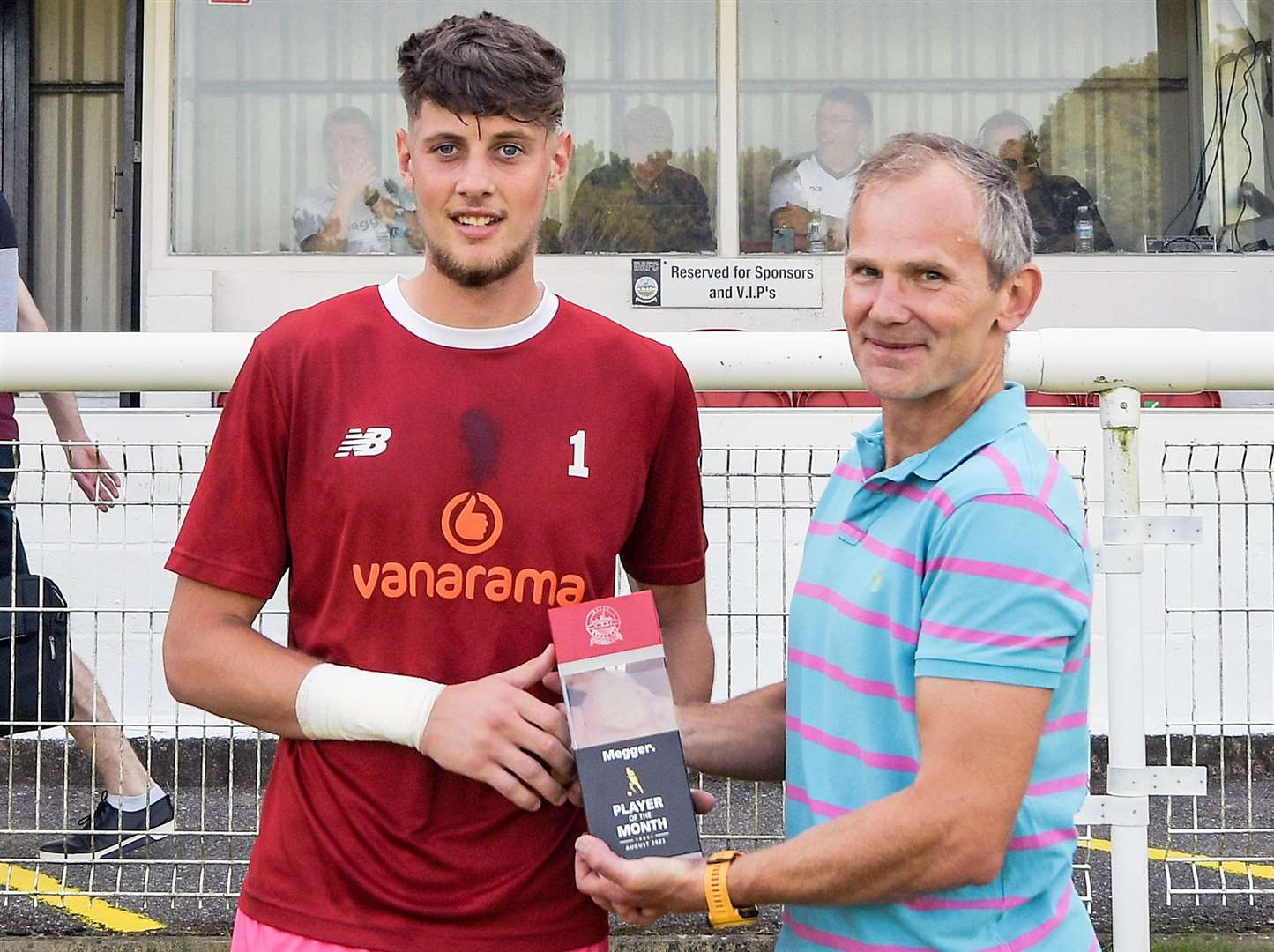 Goalkeeper Billy Terrell, pictured getting presented with his player-of-the-month award, was at fault for Dover’s second goal. Picture: Stuart Brock