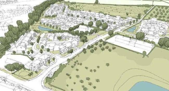 Plans have been submitted to build 120 homes at Bassetts Farm, to the east of Horsmonden. Photo: Persimmon Homes/FPCR Environment and Design Ltd