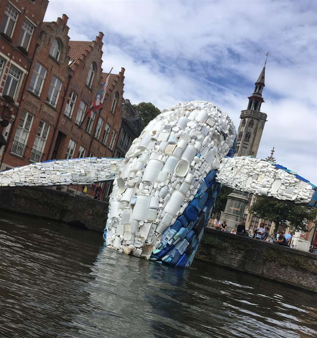The plastic whale was part of the Triennial installations dotted around Bruges