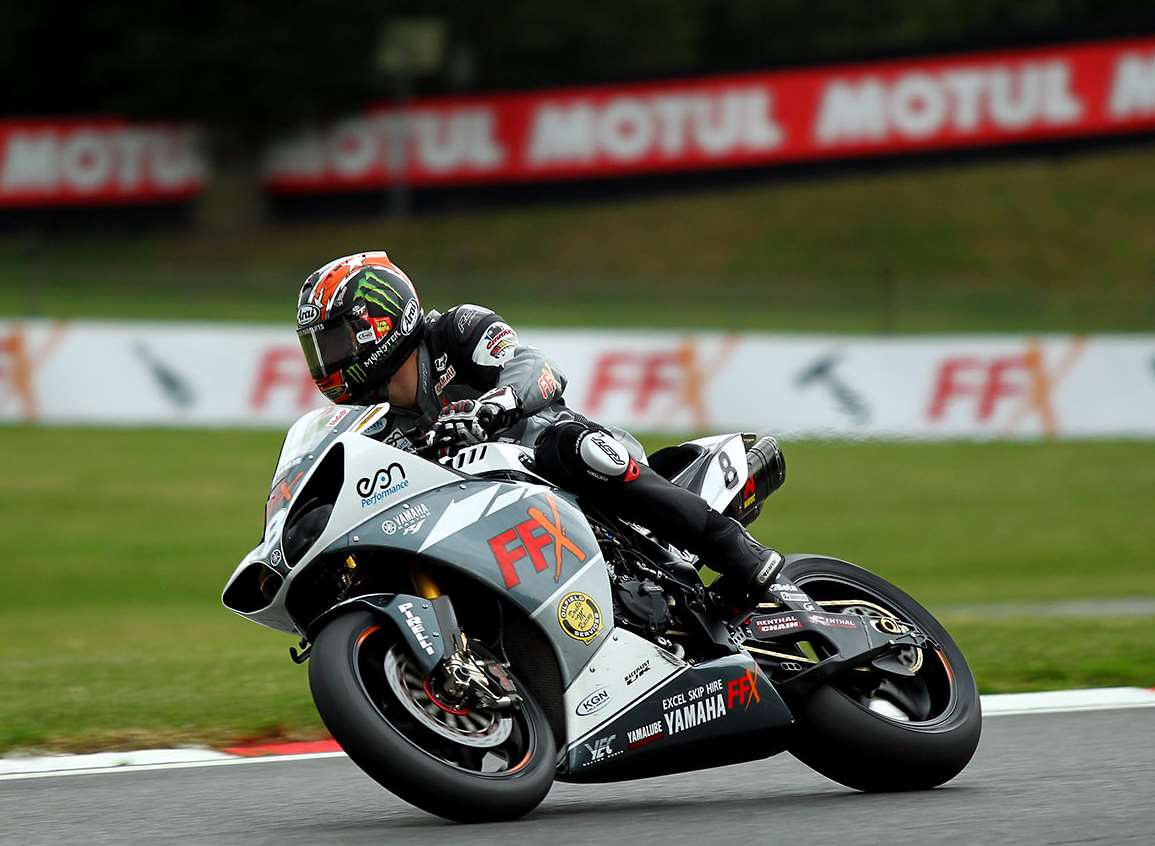 Ian Hutchinson in action for FFX Yamaha at Brands Hatch