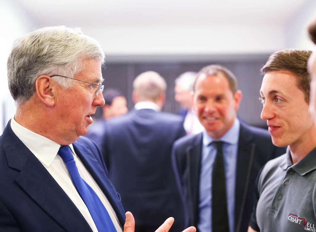 Michael Fallon speaks to Chartwell staff. Picture: Shiv Gohil/Chartwell