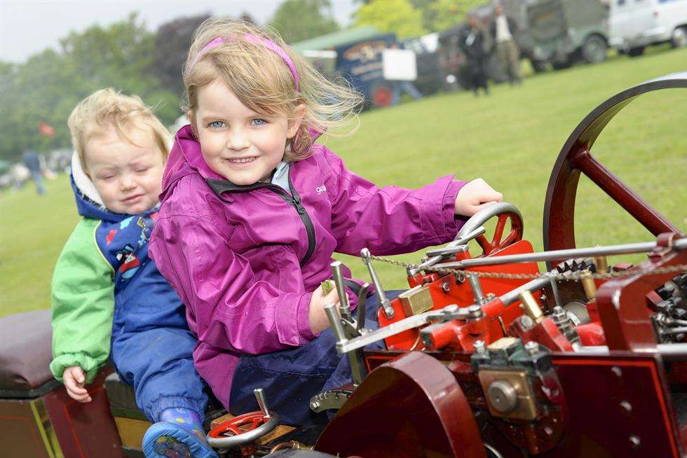 Freddy, one, and Lily, four. at the Dartford Steam Rally