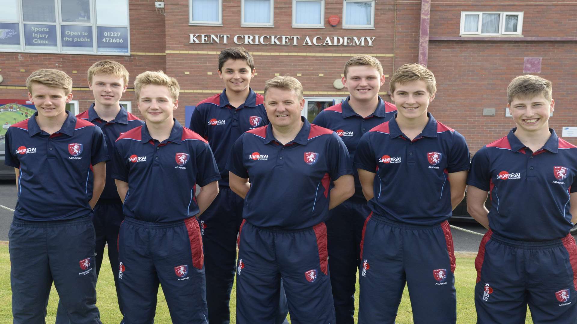 Simon Willis with Kent's latest crop of Academy talent. Picture: Chris Davey.