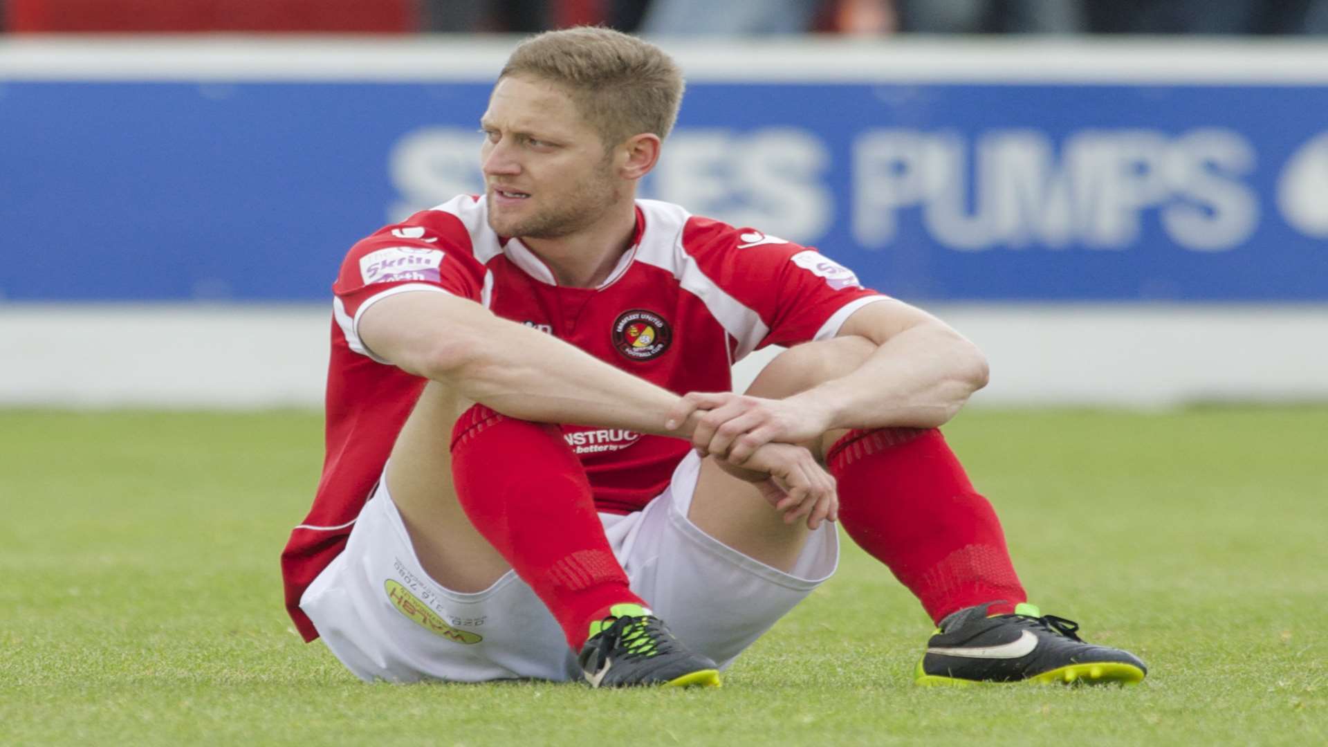 A dejected Ben May after Ebbsfleet's defeat in the play-off final Picture: Andy Payton