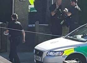 Police and paramedics at the scene. Picture: Samantha Hayter.