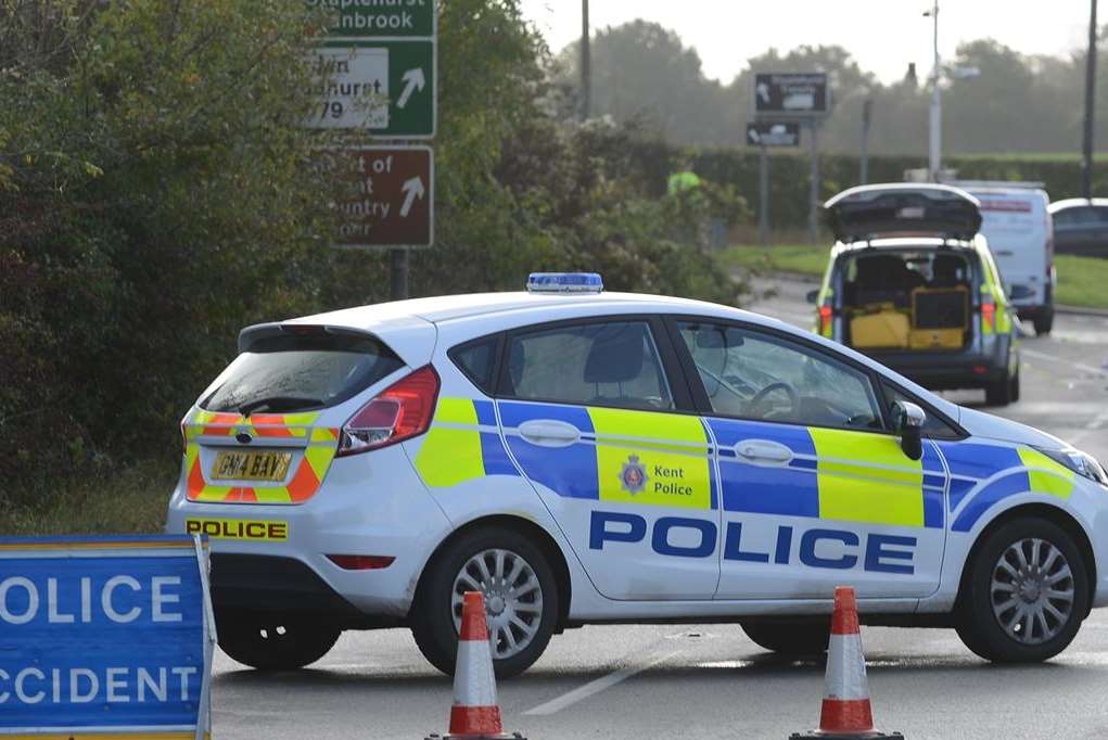 Emergency services at the scene of the accident on the A229.