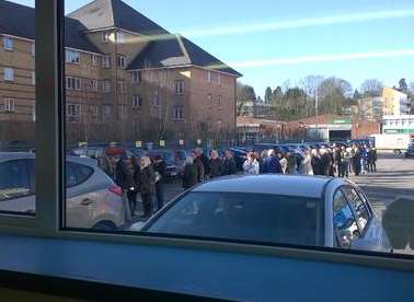 Crowds gathering outside the store on Friday Picture: @Hell_Drivers