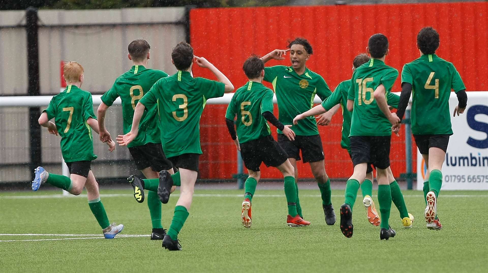 Sevenoaks Town celebrate taking the lead in the Kent Merit Under-13 Boys Cup Final. Picture: PSP Images
