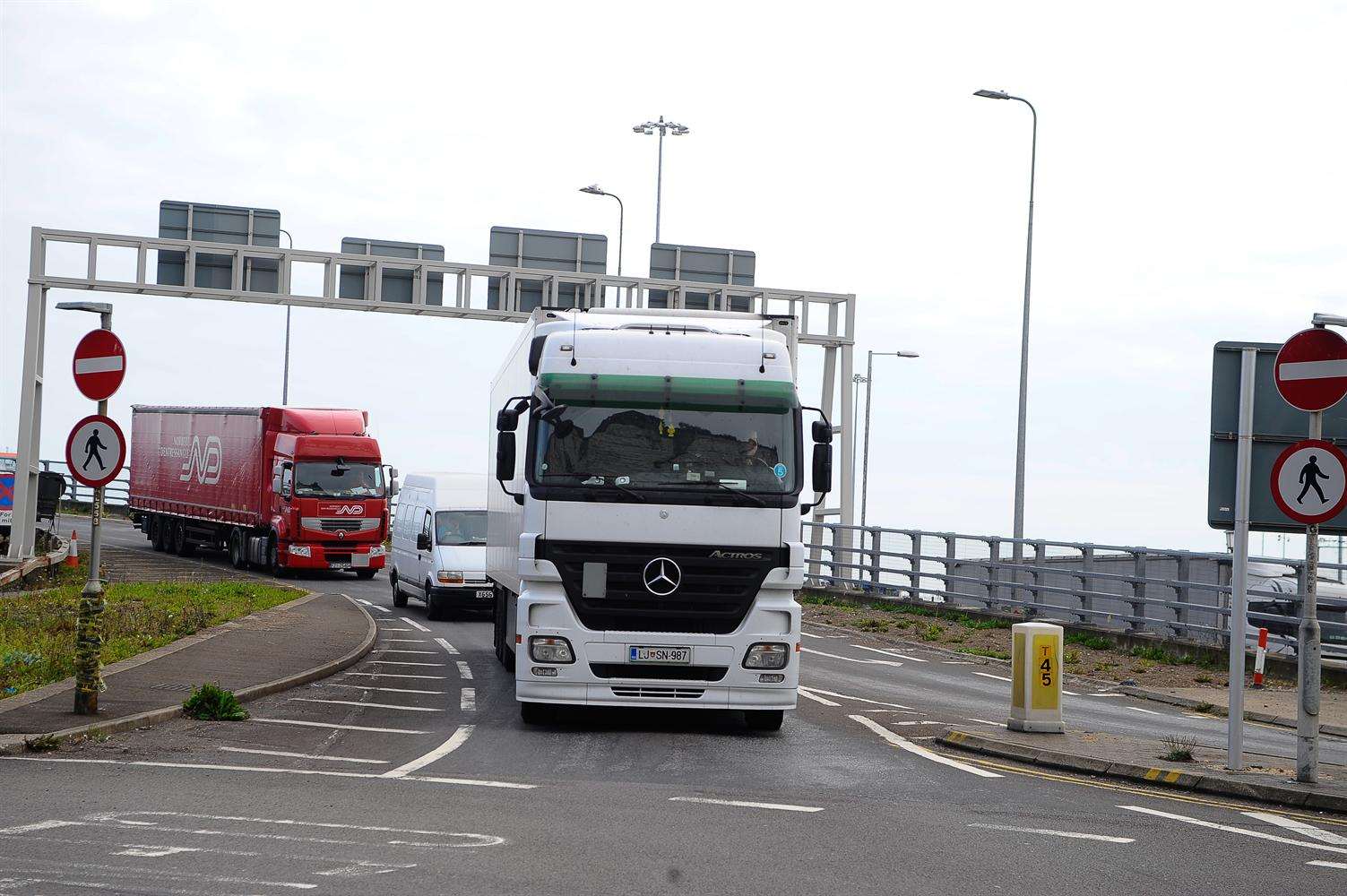 Lorries passing through Dover