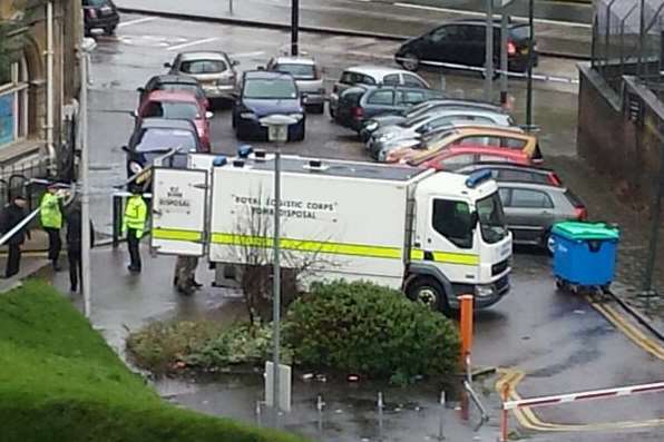 A bomb disposal team at The Brook in Chatham. Picture: Suzanne Williams