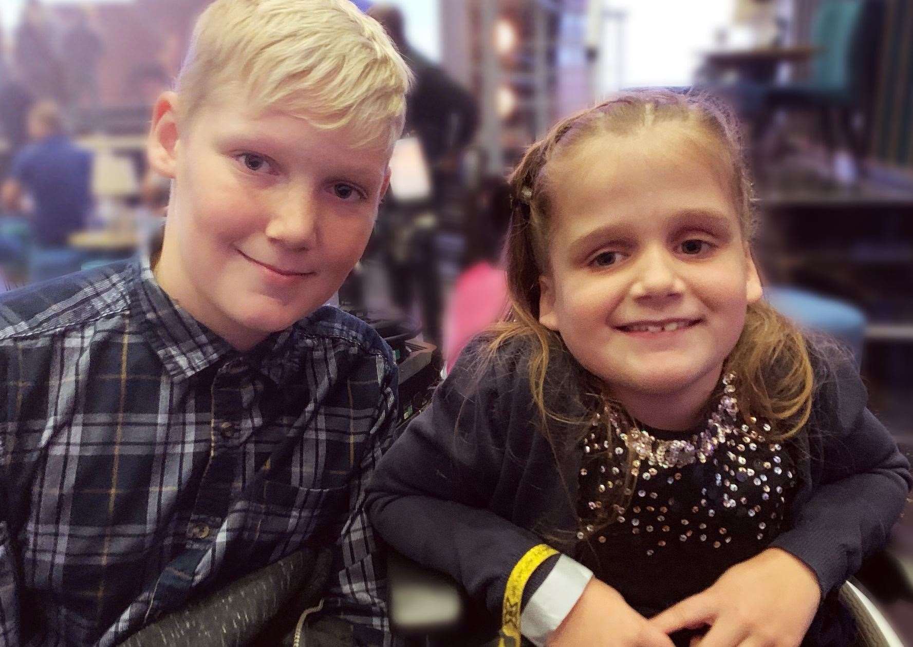 Hallie Robb with her brother Logan, 11. Pic: Meg Janes