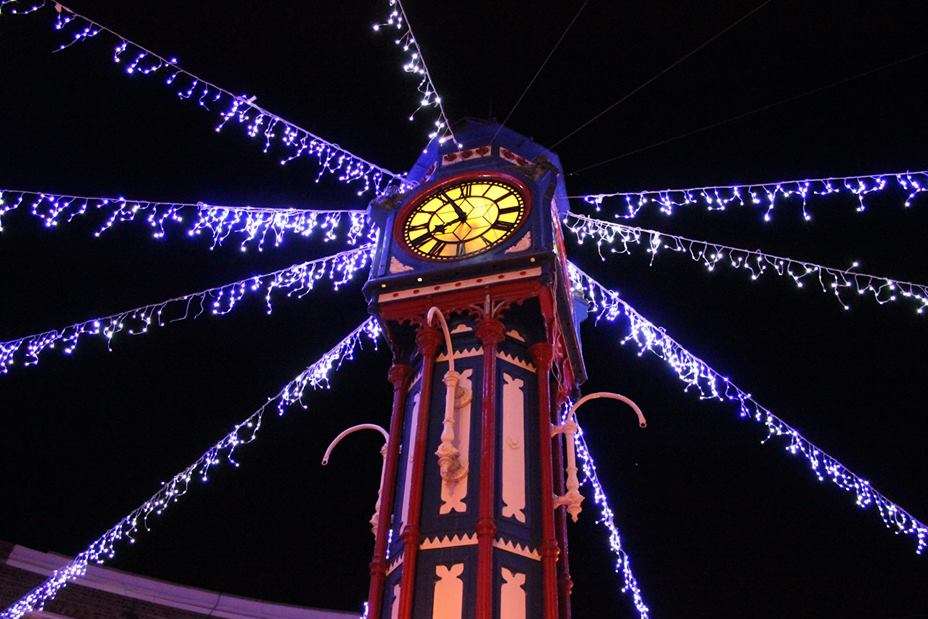 Sheerness Christmas lights around the clock tower 2014