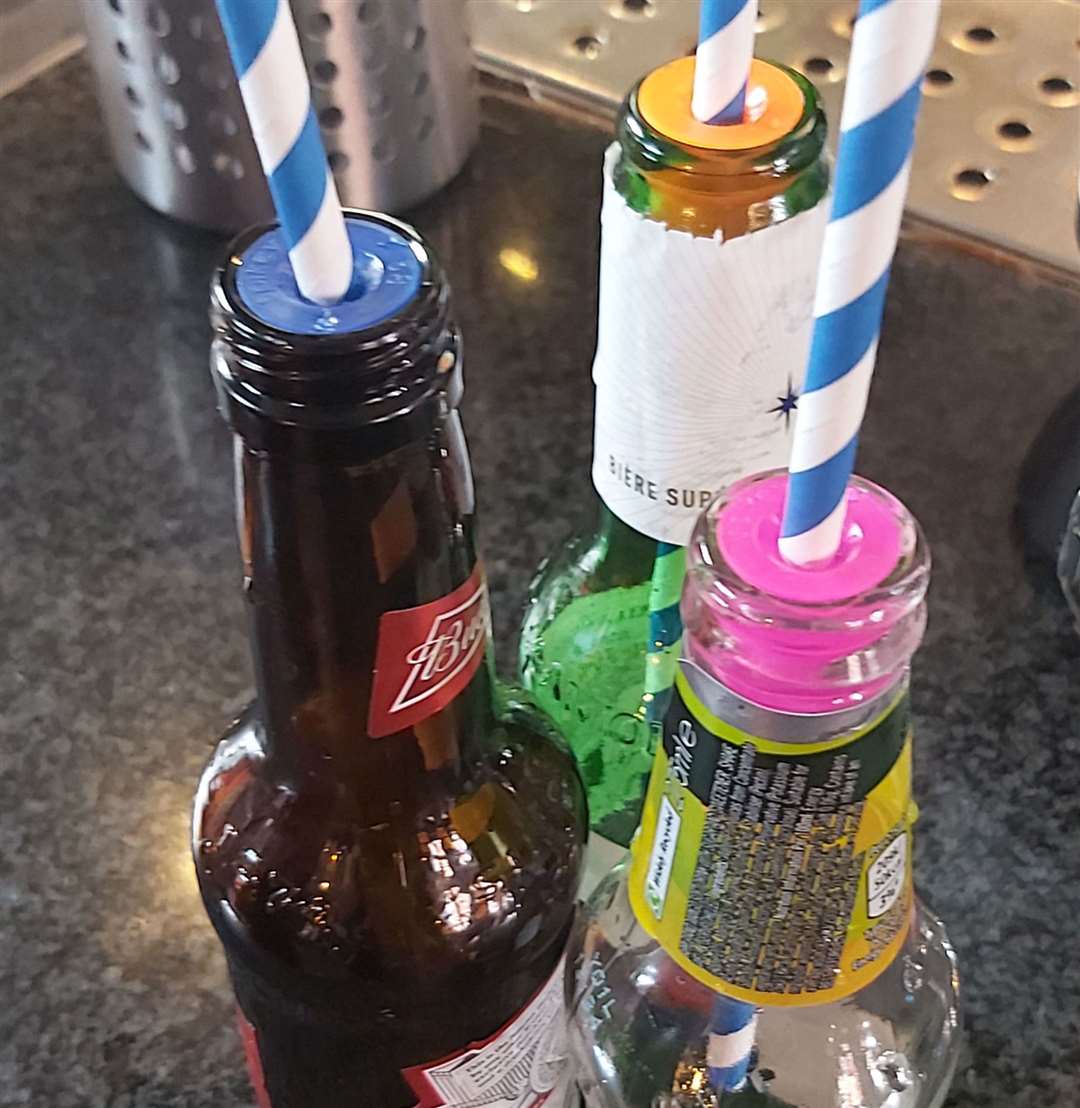Spikeys sit in the top of bottles to prevent drinks being tampered with. Picture: Kent Police