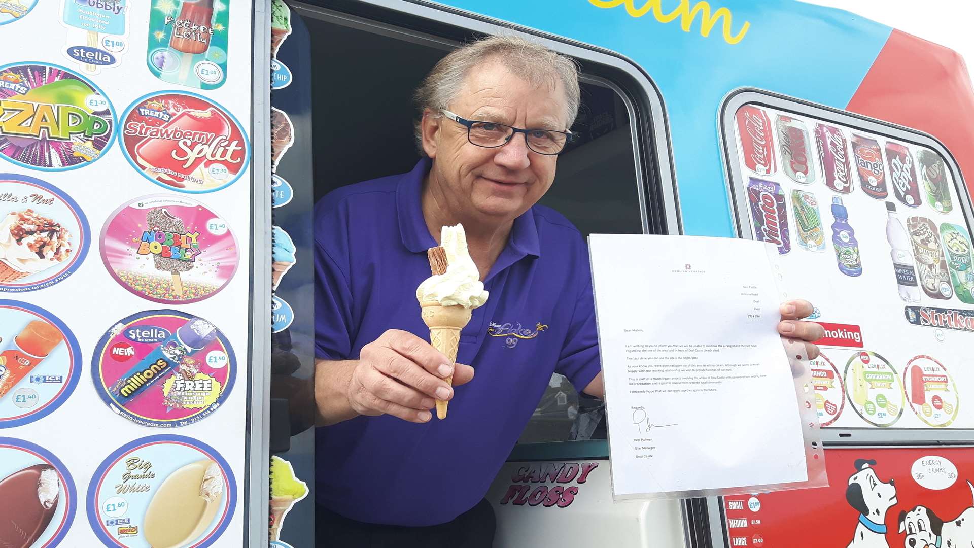 Melvin Nobbs, 62, was issued the notice by English Heritage who want a burger van at the site