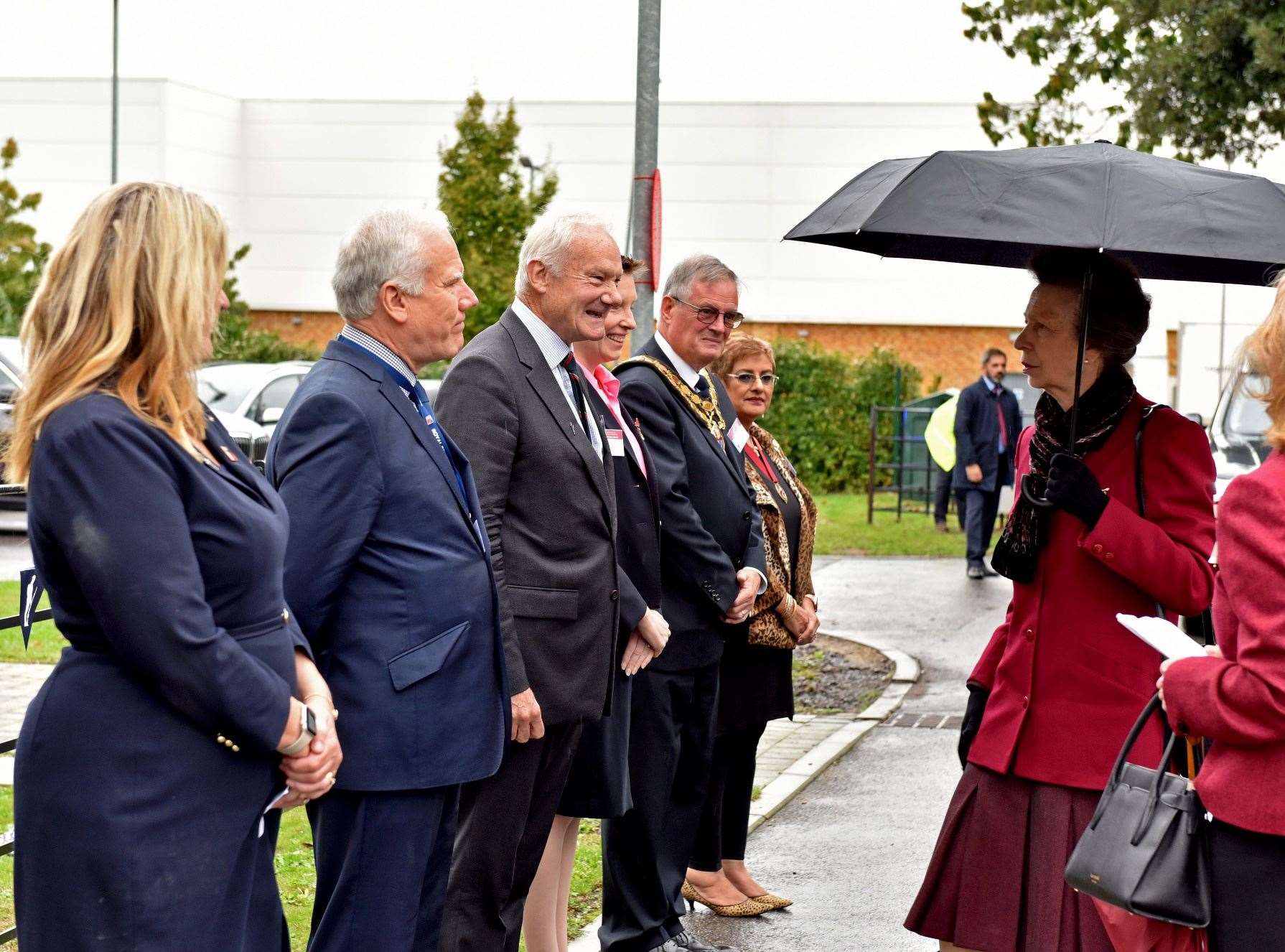 The Princess meeting local dignitaries on her arrival