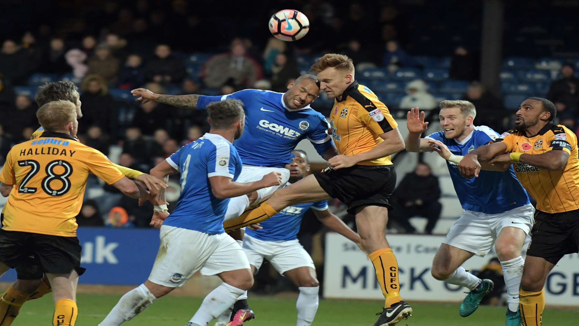 Dover's Ross Lafayette in action at Cambridge United in the first round. Picture: Barry Goodwin