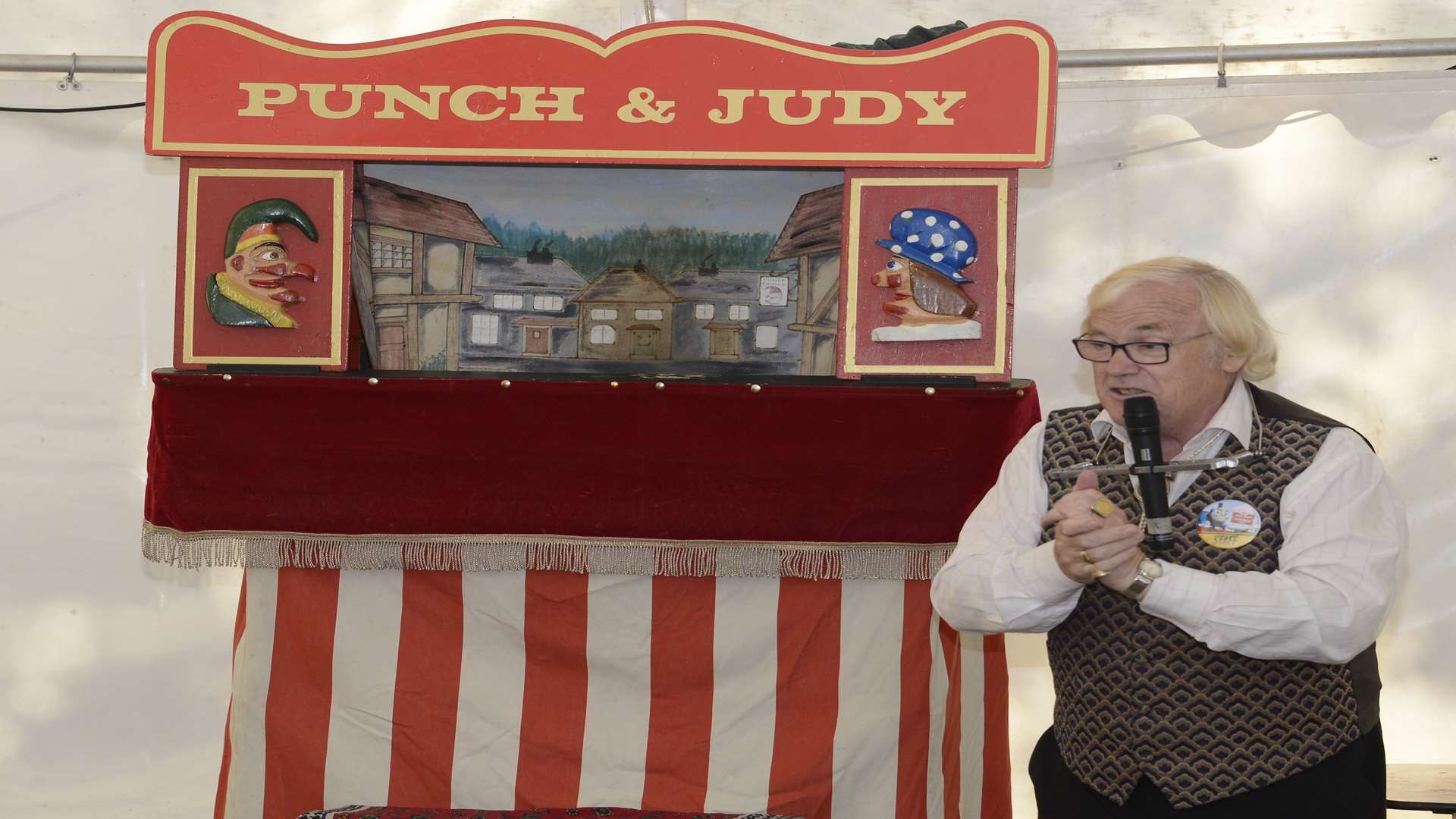 Myles Philips performs his Punch and Judy act