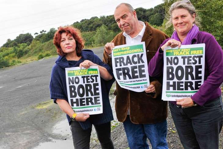 Anti-fracking campaigners at the former Tilmanstone Colliery site