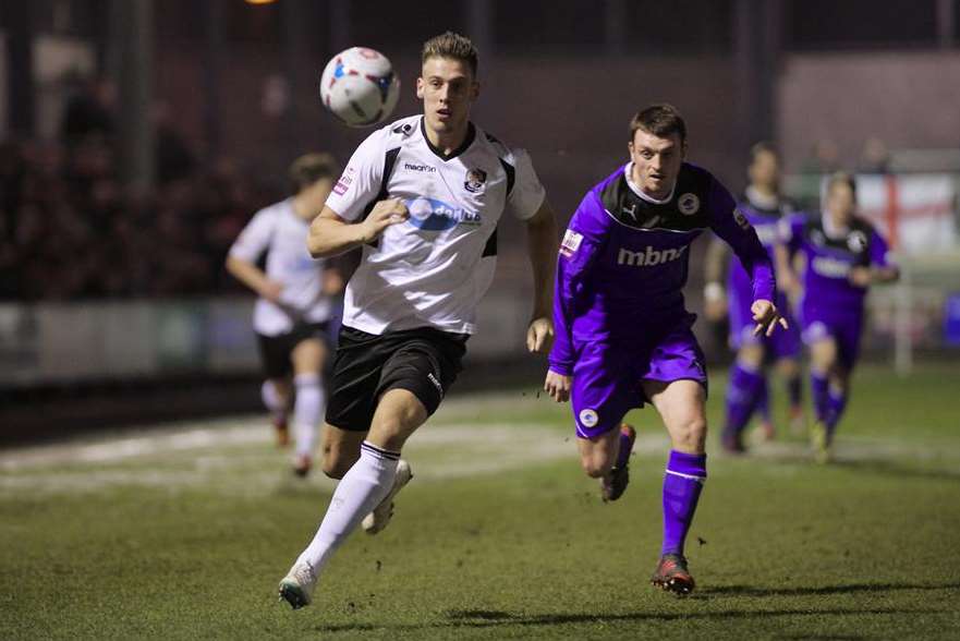 Dartford striker Alex Wall in action against Chester Picture: Andy Payton
