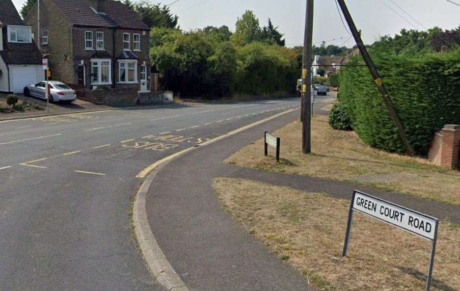 A car and motorcycle were involved in a crash in Green Court Road, Crockenhill. Picture: Google