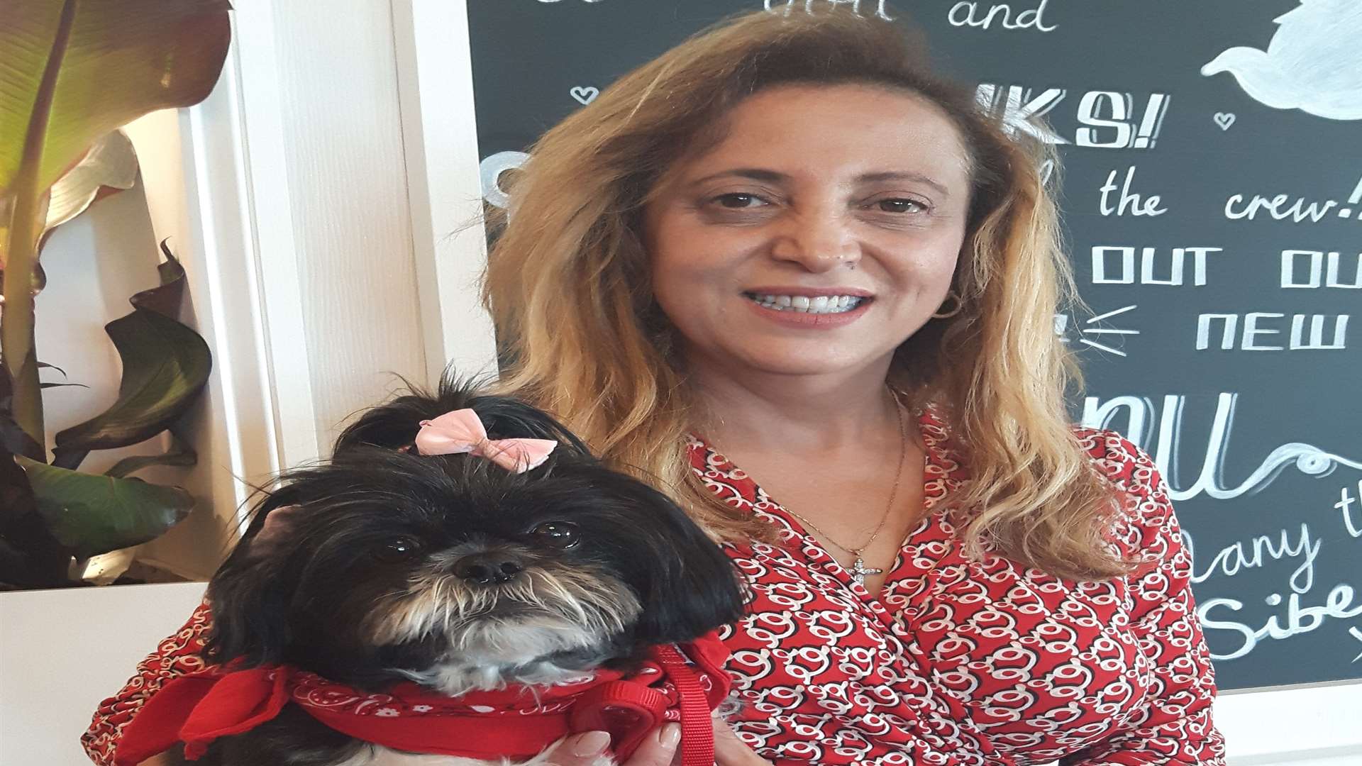 Owner of Wellingtons Sibel Tatton with her dog Jza Jza
