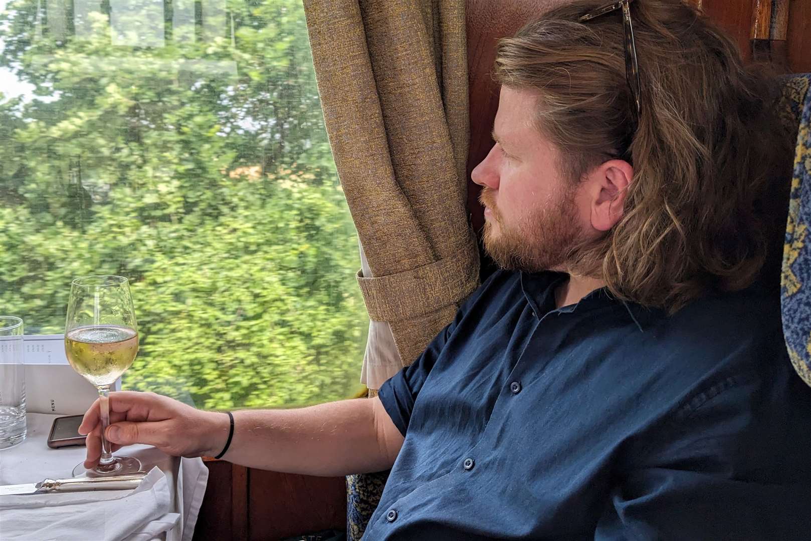 Rhys Griffiths takes in the view on the Steam Dreams Rail Co. lunchtime Garden of England rail tour