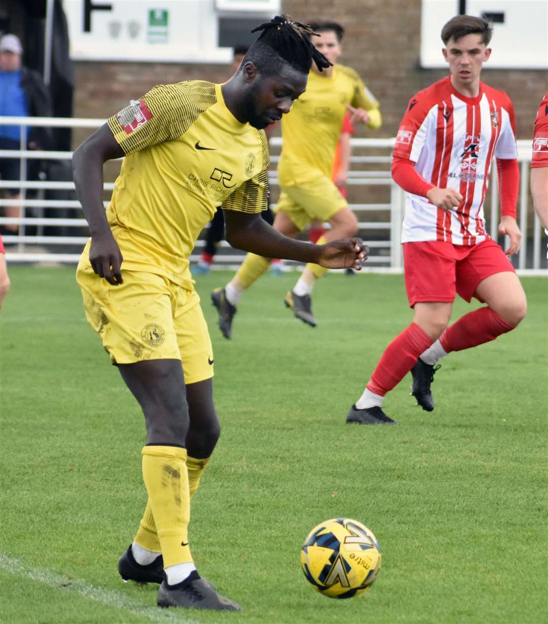 Bola Dawodu – is still part of Herne Bay boss Steve Lovell’s plans despite a dual-registration spell with Lordswood. Picture: Randolph File