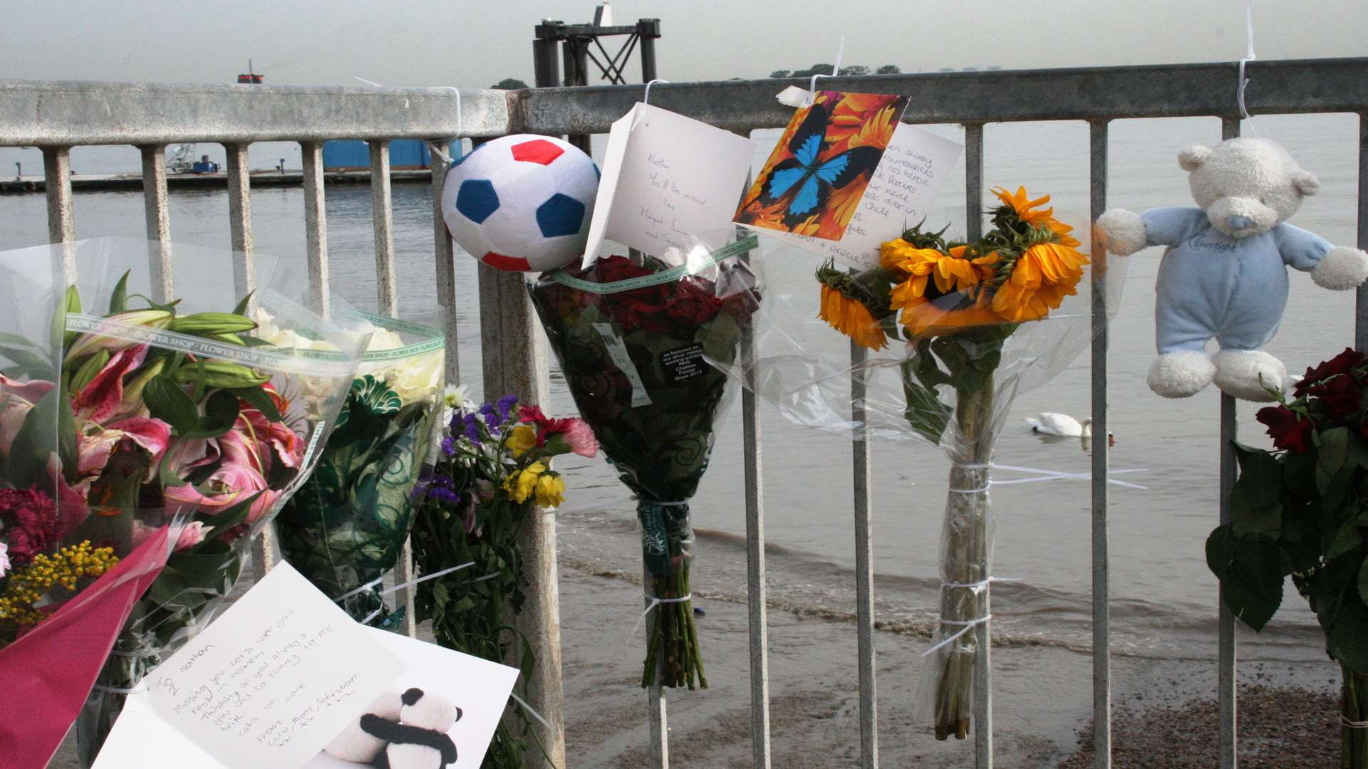 Floral tributes to Nathan Lane laid at Gravesend