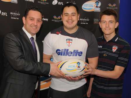 Left to right at rugby World Cup launch: David Butler, Mark Roughsedge and Joe Coyd