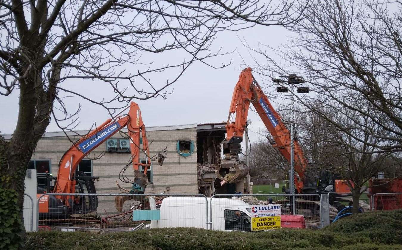 Demolition is under way at Splashes in Rainham