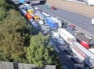 Traffic queues at the scene. Picture: @KentHighways